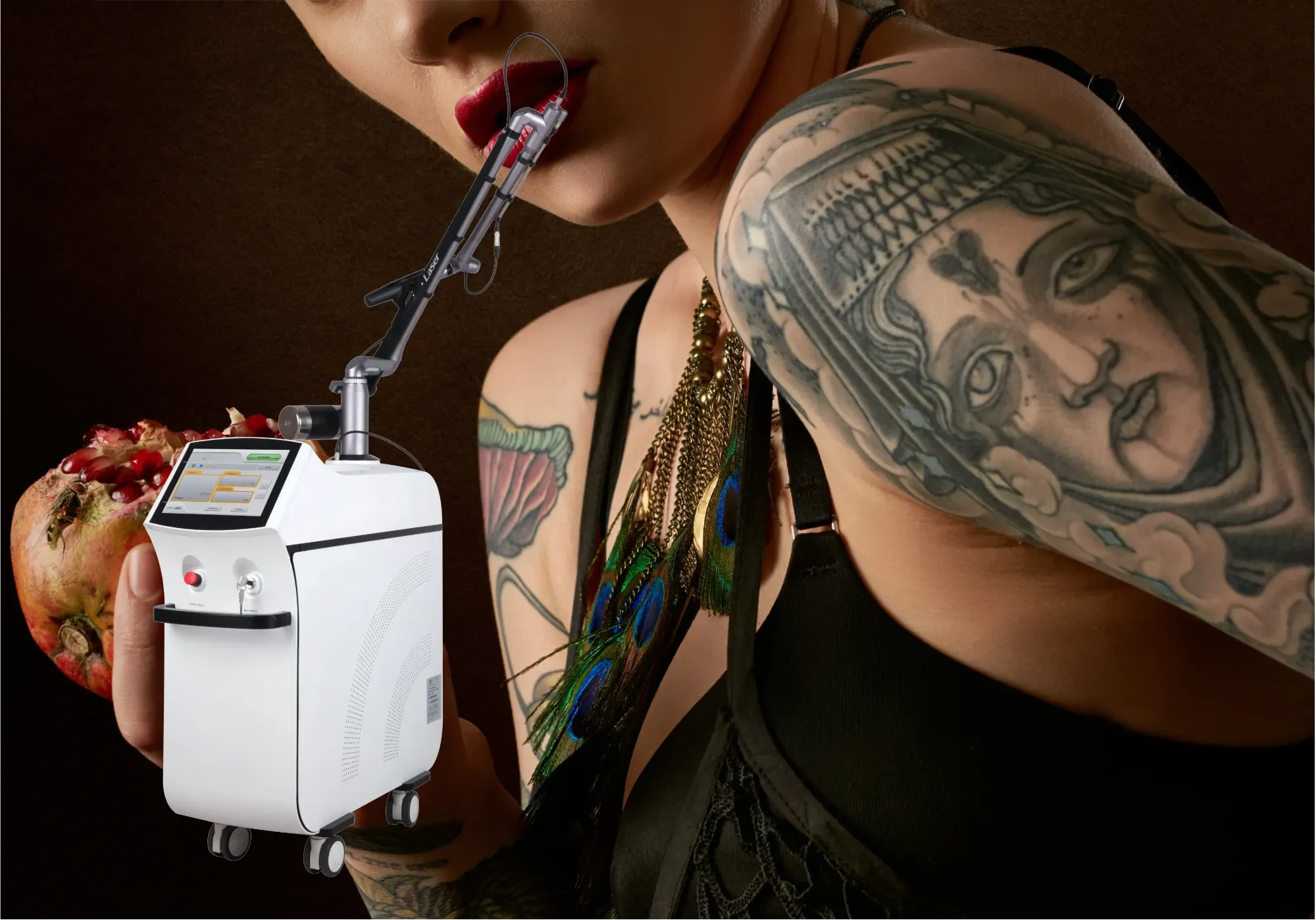 magen de un tratamiento con el Picolaser Modelo HK, mostrando su precisión y eficacia en la eliminación de tatuajes en una clínica estética.